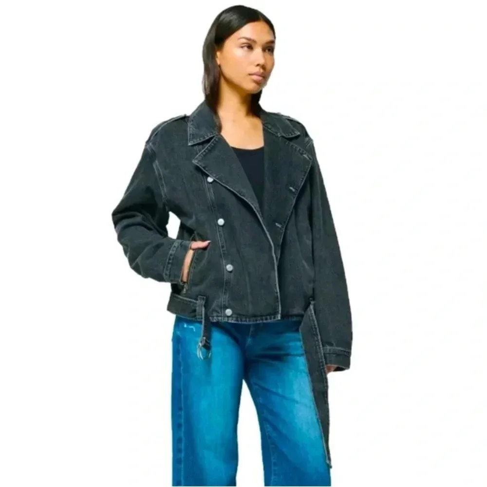 ETICA Malloy Moto Jacket in Black Ice Size Medium NWT New Revolve